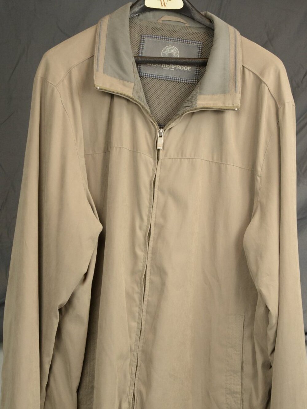 Weatherproof Tan/Olive Microfiber Full Zip Windbreaker Mesh Lined XXL